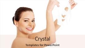  Presentation with face mask - PPT theme with placenta - beautiful woman with collagen mask background and a coral colored foreground