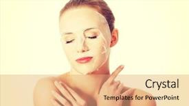  Presentation with collagen - Presentation theme enhanced with placenta - beautiful woman with collagen mask background and a coral colored foreground
