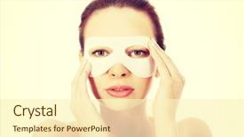  Presentation with face mask - PPT theme having placenta - beautiful woman with collagen mask background and a cream colored foreground