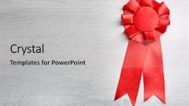  Presentation with award - Presentation theme with places honor - award ribbon on wooden background background and a light gray colored foreground