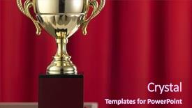  Presentation with red curtain - Audience pleasing presentation design consisting of places honor - trophy in front backdrop and a  colored foreground