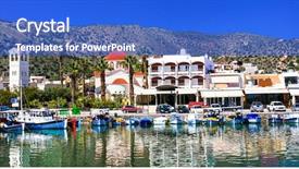  Presentation with crete island - Amazing theme having places of crete island - pictorial backdrop and a cobalt blue colored foreground