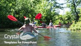  Presentation with rafting - PPT theme featuring placid - rafting on a river background and a dark gray colored foreground
