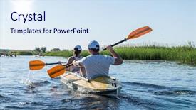  Presentation with rafting - PPT theme having placid - rafting on the vorskla river background and a sky blue colored foreground