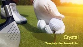  Presentation with golf - Audience pleasing presentation theme consisting of placing a tee with golf backdrop and a tawny brown colored foreground