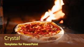  Presentation with italian food - Presentation theme featuring placing-italian-pizza-pepperoni background and a tawny brown colored foreground