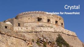  Presentation with crete island - Theme with plague - fortress of the island background and a ocean colored foreground