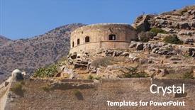  Presentation with crete island - Theme featuring plague - fortress of the island background and a violet colored foreground