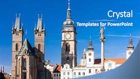  Presentation with czech republic - PPT theme having plague - large square hradec kralove czech background and a teal colored foreground
