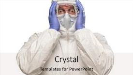  Presentation with hazmat - Colorful slide set enhanced with plague - man holding head with hands backdrop and a soft green colored foreground