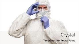  Presentation with hazmat - PPT theme featuring plague - man with intense expression wearing background and a lemonade colored foreground