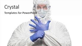  Presentation with hazmat - PPT theme with plague - man with intense expression wearing background and a white colored foreground