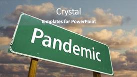  Presentation with road - Beautiful presentation theme featuring plague - pandemic green road sign backdrop and a gray colored foreground
