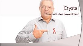  Presentation with camera - Colorful slide deck enhanced with plague - proud senior gentleman looking backdrop and a sky blue colored foreground