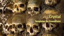 Presentation with bone - Colorful presentation theme enhanced with plague - wall full of skulls backdrop and a tawny brown colored foreground