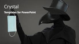  Presentation with anti virus - Audience pleasing PPT theme consisting of plague-doctor-holds-a-modern backdrop and a dark gray colored foreground