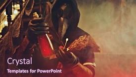  Presentation with cure - Slide deck enhanced with plague-doctor-is-holding-bottle background and a tawny brown colored foreground