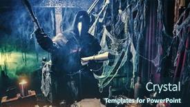  Presentation with cure - Presentation design featuring plague doctor is working background and a navy blue colored foreground