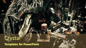  Presentation with cure - Beautiful slide deck featuring plague-doctor-is-working backdrop and a tawny brown colored foreground