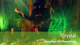  Presentation with bubonic plague - PPT theme with plague-doctor-is-working background and a tawny brown colored foreground