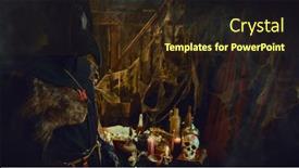  Presentation with mystical - Colorful presentation enhanced with plague-doctor-stands-against backdrop and a wine colored foreground