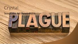  Presentation with wood planks - Amazing PPT theme having plague-word-in-vintage-letterpress backdrop and a coral colored foreground