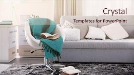  Presentation with living room - Beautiful PPT layouts featuring modern living room interior backdrop and a lemonade colored foreground