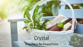  Presentation with wine book - Presentation theme with plaid for picnic on blue background and a light blue colored foreground