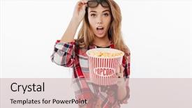  Presentation with movie popcorn - Presentation theme with plaid shirt watching movie background and a soft green colored foreground