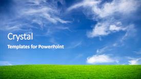  Presentation with colorful green corn field - Colorful theme enhanced with plain blue - spring green field backdrop and a teal colored foreground