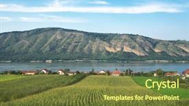  Presentation with danube - PPT theme consisting of plain borders - cultivated land along danube river background and a tawny brown colored foreground