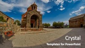  Presentation with armenia - PPT theme with plain borders - famous khor virap monastery background and a violet colored foreground