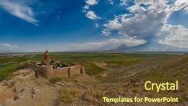  Presentation with armenia - Colorful theme enhanced with plain borders - famous khor virap monastery backdrop and a tawny brown colored foreground
