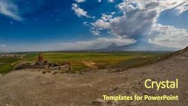  Presentation with armenia - Beautiful PPT theme featuring plain borders - famous khor virap monastery backdrop and a tawny brown colored foreground