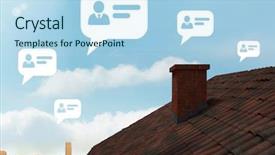  Presentation with chat - Presentation design consisting of plain business card - chat profile bubbles over roof background and a light blue colored foreground