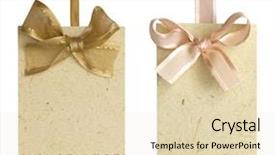  Presentation with business card - Audience pleasing slide deck consisting of plain business card - tags with bows isolated backdrop and a lemonade colored foreground