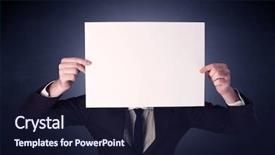  Presentation with blank - Amazing PPT theme having plain business card - young businessman hiding behind backdrop and a  colored foreground