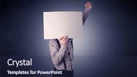  Presentation with notepad blank lined paper - Beautiful slides featuring plain business card - young businessman hiding behind backdrop and a  colored foreground