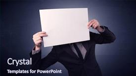  Presentation with notepad blank lined paper - Amazing presentation having plain business card - young businessman hiding behind backdrop and a  colored foreground