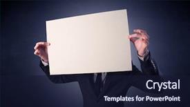  Presentation with blank - PPT layouts enhanced with plain business card - young businessman hiding behind background and a  colored foreground