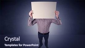  Presentation with blank - Amazing presentation design having plain business card - young businessman hiding behind backdrop and a  colored foreground