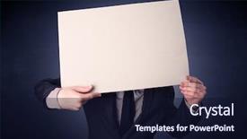  Presentation with notepad blank lined paper - Audience pleasing PPT theme consisting of plain business card - young businessman hiding behind backdrop and a  colored foreground