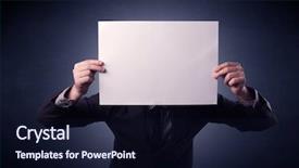  Presentation with notepad blank lined paper - Amazing presentation theme having plain business card - young businessman hiding behind backdrop and a wine colored foreground