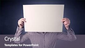  Presentation with notepad blank lined paper - Presentation theme consisting of plain business card - young businessman hiding behind background and a  colored foreground