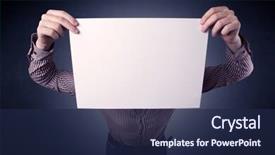  Presentation with notepad blank lined paper - Audience pleasing PPT theme consisting of plain business card - young businessman hiding behind backdrop and a  colored foreground