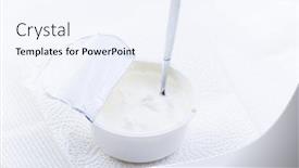 Presentation with yogurt - Slide deck consisting of plain-greek-yogurt-in-cup background and a sky blue colored foreground