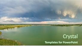  Presentation with stormy sky and dark clouds - Beautiful presentation featuring plain green - stormy clouds over one backdrop and a tawny brown colored foreground