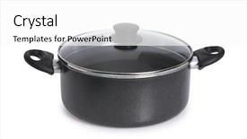  Presentation with lid - Presentation design enhanced with plain metallic silver - black pot with glass lid background and a white colored foreground