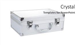  Presentation with case - PPT layouts enhanced with plain metallic silver - closed aluminum make up case background and a white colored foreground