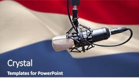  Presentation with national flag of chicago - Cool new PPT theme with plain metallic silver - condenser microphone against digitally generated backdrop and a ocean colored foreground